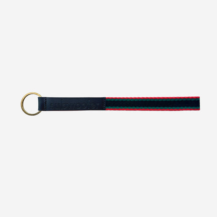 subwooferdog-key-ring-with-brass-ring-and-red-green-and-black-striped-webbing