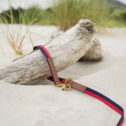 subwooferdog-red-and-navy-striped-dogs-lead-with-tan-leather-trim-tied-up-around-driftwood-on-beach