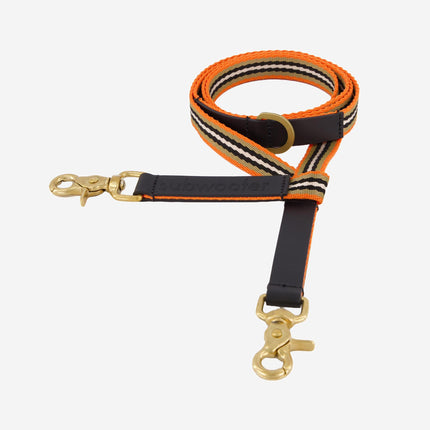 subwooferdog-clearcut-orange-striped-leash-with-black-leather-trim