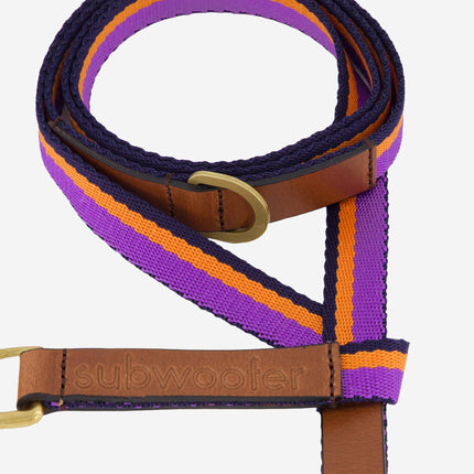 subwooferdog-clearcut-zoom-in-of-purple-striped-dogs-leash-with-brow-leather-handle